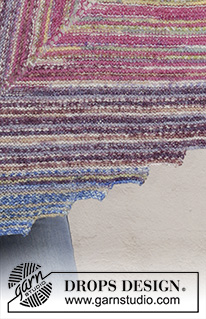 Point the Way / DROPS 186-4 - Strikket sjal med riller og striper. Arbeidet er strikket i DROPS Fabel.
