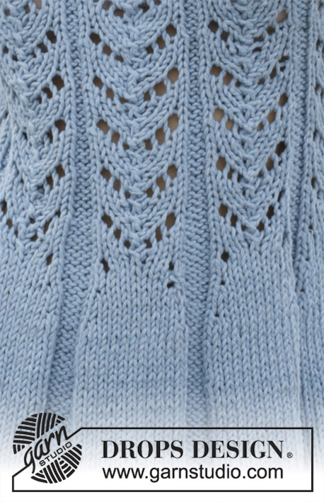 Belle Époque Sweater / DROPS 186-6 - Aansluitende trui met kantpatroon, raglan en ¾ mouwen, gebreid van boven naar beneden. Maat: S - XXXL Het werk wordt gebreid in DROPS Big Merino.
