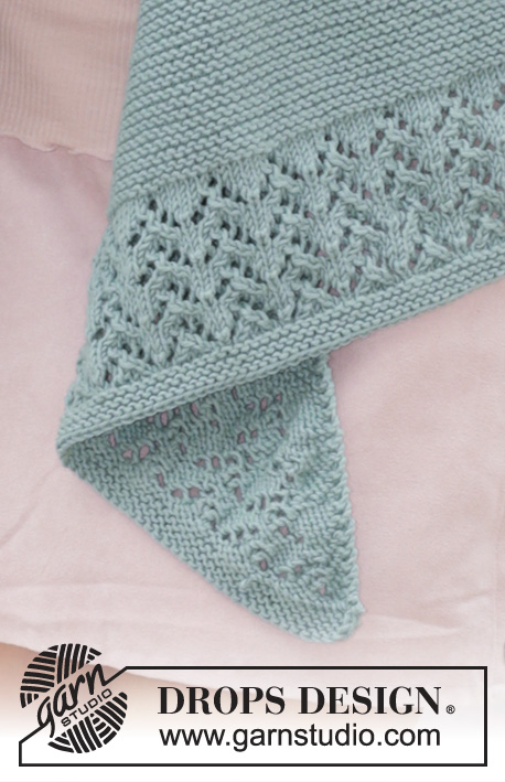 Diandra / DROPS 188-39 - Xaile tricotado em ponto jarreteira com ponto rendado em diagonal, em DROPS Cotton Merino ou DROPS Sky.