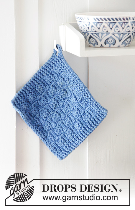 Cefalu / DROPS 189-17 - Knitted potholder with textured pattern. The piece is worked in 2 strands DROPS Paris.