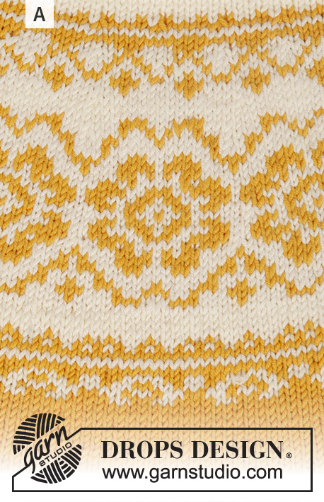 Periwinkle / DROPS 191-1 - Gebreide trui met ronde pas, veelkleurig Scandinavisch patroon en A-lijn. Maat: S - XXXL Het werk wordt gebreid in DROPS Merino Extra Fine.