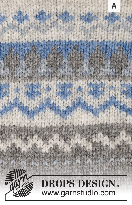 Nougat / DROPS 191-12 - Stickad tröja med runt ok och flerfärgat nordiskt mönster, stickad uppifrån och ner. Storlek S - XXXL. Arbetet är stickat i DROPS Air