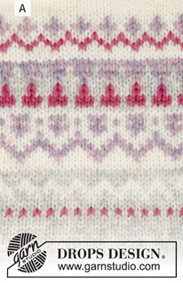 Nougat Cardigan / DROPS 191-3 - Strikket jakke med rundfelling og flerfarget norsk mønster, strikket ovenfra og ned. Størrelse S - XXXL. Arbeidet er strikket i DROPS Air