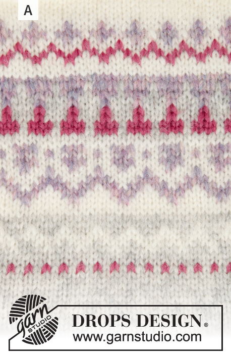 Nougat Cardigan / DROPS 191-3 - Strikket jakke med rundfelling og flerfarget norsk mønster, strikket ovenfra og ned. Størrelse S - XXXL. Arbeidet er strikket i DROPS Air