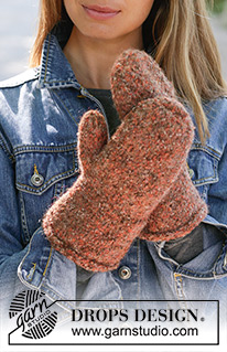 Gingersnaps / DROPS 192-25 - Plstěné rukavice – palčáky pletené z trojité příze DROPS Alpaca.