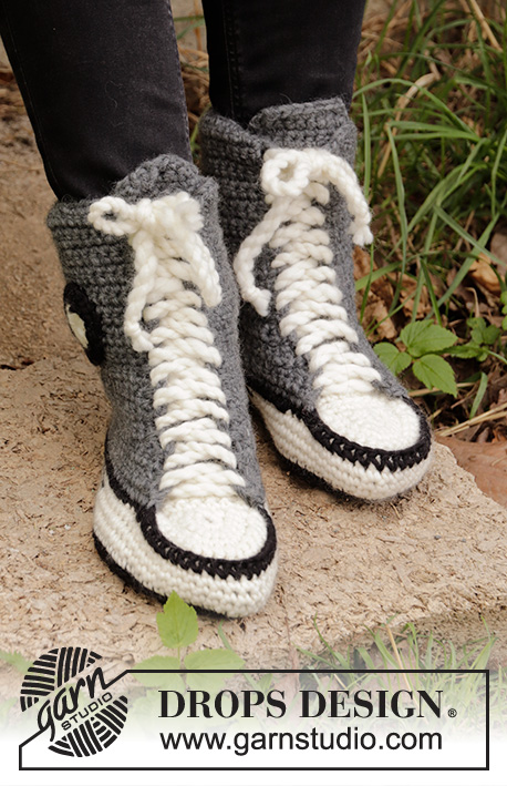 Cool Kicks / DROPS 193-6 - Ténis crochetados em DROPS Snow. Do 35 ao 43.