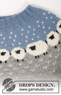 Sheep Happens! Cardigan / DROPS 194-1 - Sweter rozpinany z zaokrąglonym karczkiem, z włóczki DROPS Lima. Przerabiany od góry do dołu z żakardem norweskim w baranki. Od S do XXXL