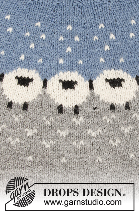 Sheep Happens! / DROPS 194-2 - Knitted jumper with round yoke in DROPS Merino Extra Fine or Lima. The piece is worked top down in Nordic pattern with sheep S - XXXL.