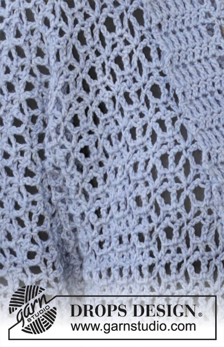 Viola Hive / DROPS 194-34 - Sweter na szydełku z włóczki DROPS BabyMerino, ściegiem ażurowym, z rękawami kimono. Od S do XXXL.