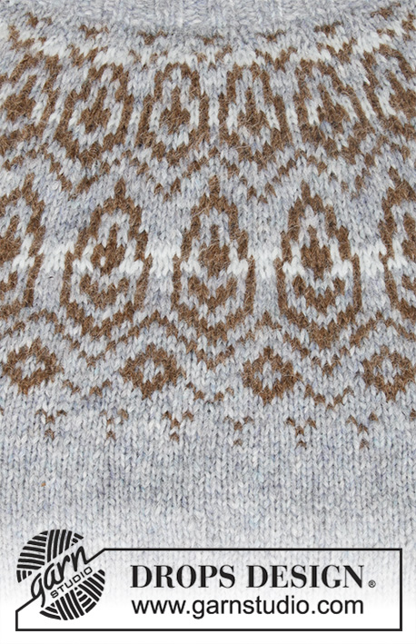 Winter Heart / DROPS 194-6 - Gebreide trui in DROPS Nepal of DROPS Air. Het werk wordt van boven naar beneden gebreid met Scandinavisch patroon en ronde pas. Maten S - XXXL.