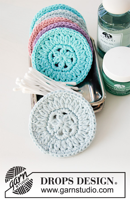 Beauty Pads / DROPS 198-35 - Crocheted makeup pads in DROPS Paris. Worked in the round in a circle.