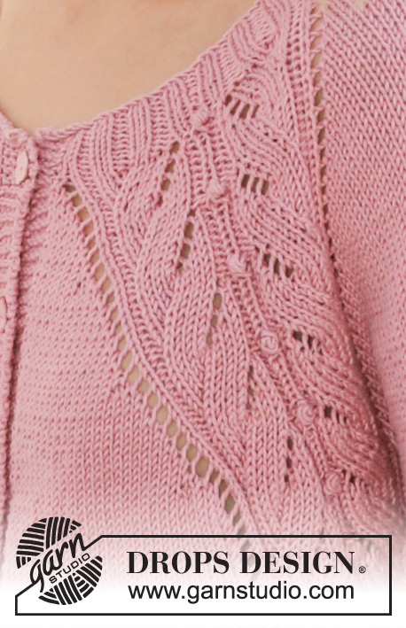 Sweet Heather Jacket / DROPS 201-19 - Casaco tricotado de cima para baixo em DROPS Muskat, com cavas raglan e ponto rendado. Do S ao XXXL