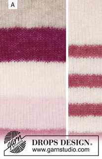 Mardi Gras / DROPS 201-22 - Sweter na drutach z włóczki DROPS Brushed Alpaca Silk, z bufiastymi rękawami i w paski. Od S do XXXL.