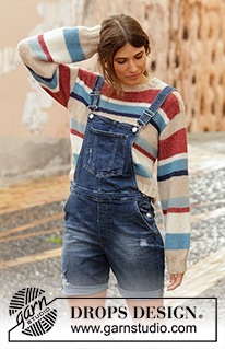 Bretagne / DROPS 202-15 - Knitted jumper with stripes in DROPS Air. Size: S - XXXL
