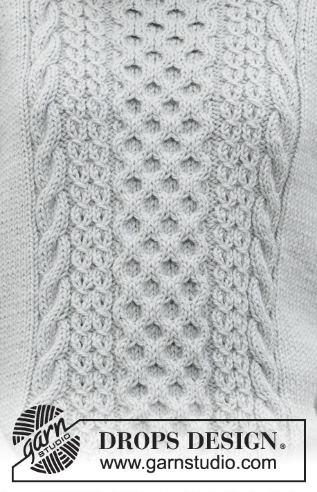 River Rock / DROPS 205-17 - Sweter na drutach z warkoczami, z włóczki DROPS Nepal. Od S do XXXL