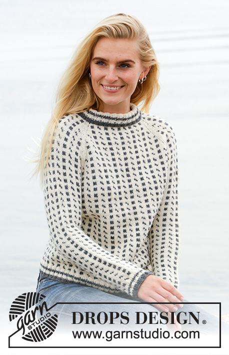 Reykjavik / DROPS 205-18 - Knitted jumper with Nordic Icelandic pattern and  raglan in DROPS Lima. The piece is worked top down. Sizes S - XXXL.