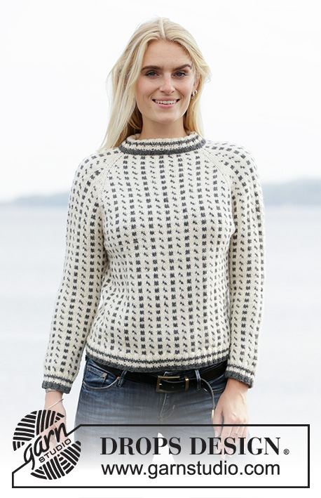 Reykjavik / DROPS 205-18 - Knitted sweater with raglan in DROPS Lima. The piece is worked top down with Nordic pattern. Sizes S - XXXL.