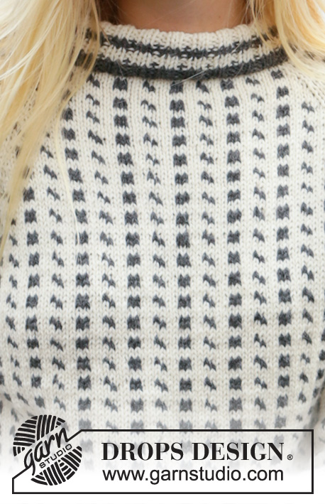 Reykjavik / DROPS 205-18 - Gebreide trui met raglan in DROPS Lima. Het werk wordt van boven naar beneden gebreid met Scandinavisch-Ijslands patroon. Maten S - XXXL.