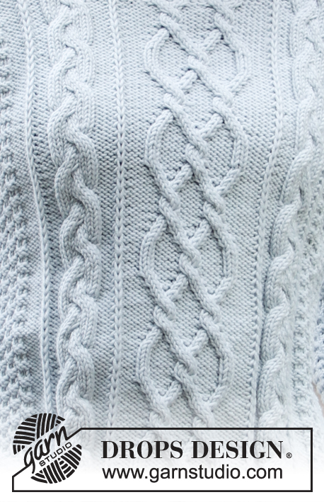 Winter Delight / DROPS 205-7 - Strikket genser i DROPS Merino Extra Fine. Arbeidet strikkes med fletter og dobbel perlestrikk. Størrelse S – XXXL.