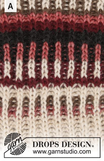 Urban Autumn / DROPS 207-26 - Strikket genser og lue i DROPS Air. Arbeidet strikkes ovenfra og ned med ensfarget helpatent og 2-farget helpatent i striper. Størrelse S - XXXL.