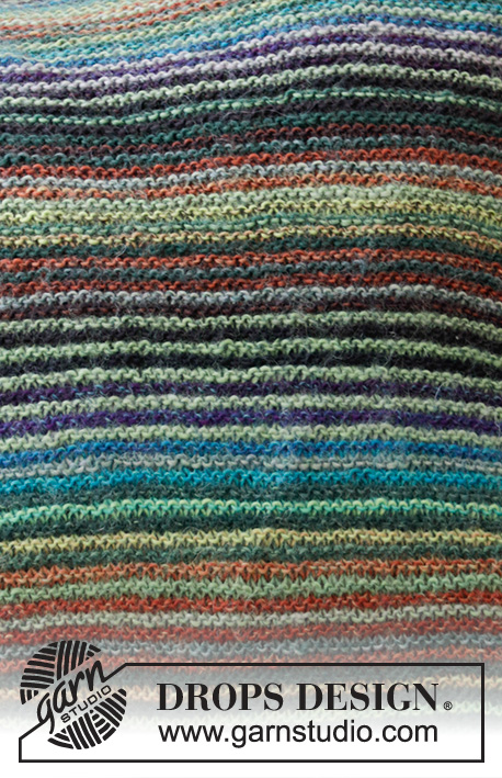 Autumn Lines / DROPS 207-47 - Pokrowiec na poduszkę na drutach, ze ściegiem francuskim i w paski, z włóczki DROPS Delight. Na poduszkę o wymiarach 50x50 cm.