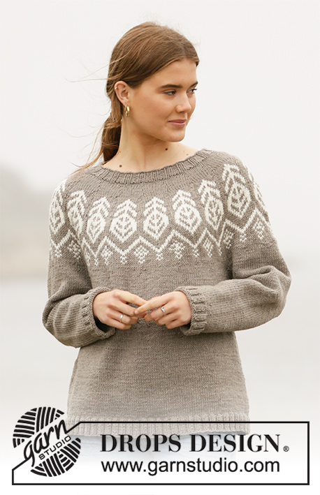 Mandal / DROPS 207-5 - Knitted jumper with round yoke and Nordic pattern in DROPS Merino Extra Fine. The piece is worked top down. Sizes S - XXXL.