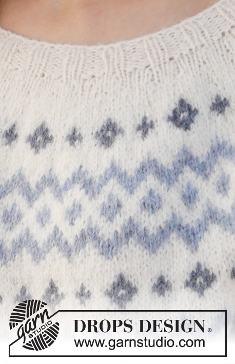 River Challenge / DROPS 210-1 - Gebreide trui met Scandinavisch patroon in DROPS Sky. Het werk wordt van boven naar beneden gebreid met ronde pas. Maten S - XXXL.