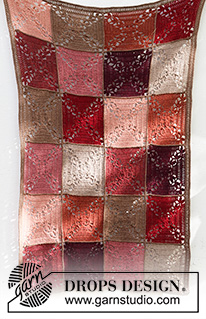 Sun Baked Tiles / DROPS 214-10 - Virkattu peitto 2-kertaisesta DROPS Alpaca-langasta. Työ koostuu virkatuista ruuduista.