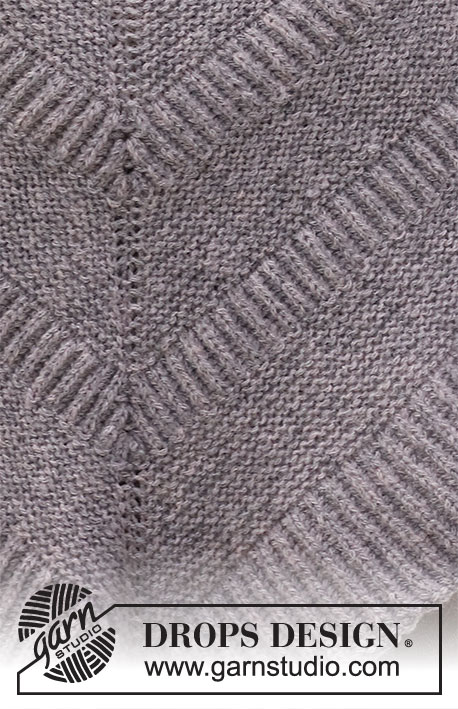 Scotch Mist / DROPS 214-14 - Xaile tricotado em DROPS Sky, em ponto jarreteira e canelado inglês.