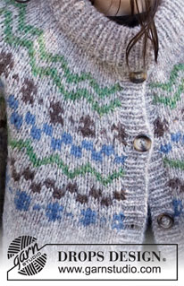 Colours of Winter Jacket / DROPS 215-14 - Casaco tricotado de cima para baixo com encaixe arredondado e jacquard norueguês, em DROPS Air. Do S ao XXXL.