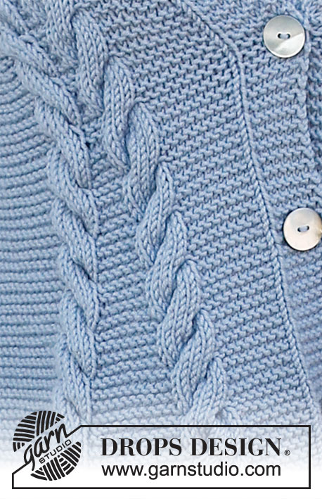 Icefall / DROPS 216-4 - Casaco tricotado de cima para baixo com gola xaile, ponto jarreteira, torcidos e forma trapézio, em DROPS Merino Extra Fine. Do S ao XXXL.