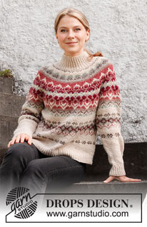 Mistletoe Muse / DROPS 217-1 - Knitted jumper in DROPS Air. The piece is worked top down, with round yoke and Nordic pattern. Sizes S - XXXL.