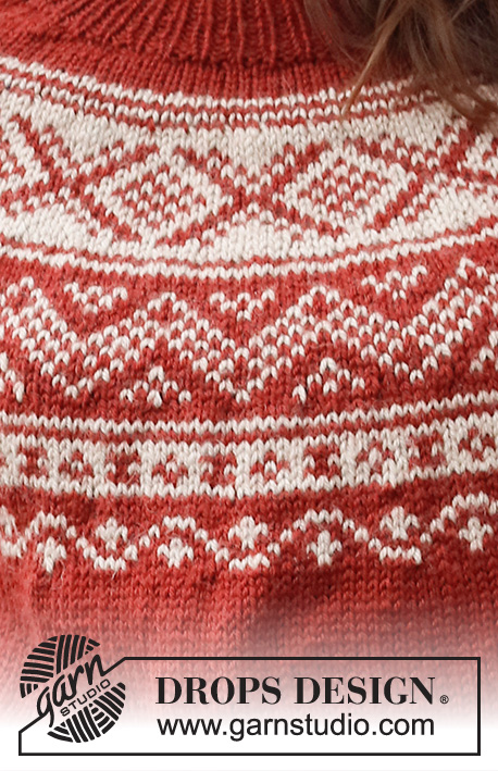 Outdoor Christmas / DROPS 217-11 - Pulôver tricotado de cima para baixo com encaixe arredondado em jacquard norueguês, em DROPS Karisma. Do S ao XXXL.