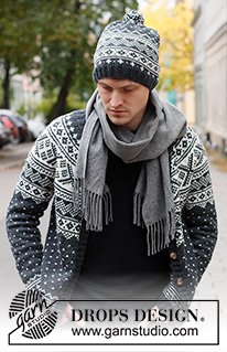 Winter's Night Enchantment Jacket / DROPS 219-13 - Rozpinany sweter męski na drutach, przerabiany od góry do dołu z włóczki DROPS Karisma, z zaokrąglonym karczkiem i żakardem norweskim. Od S do XXXL.