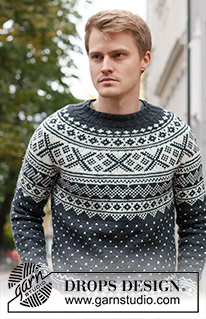 Winter's Night Enchantment / DROPS 219-15 - Knitted jumper for men in DROPS Karisma. The piece is worked top down with round yoke and Nordic pattern. Sizes S - XXXL.