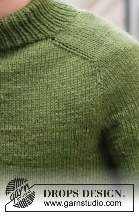 Urban Forest / DROPS 219-16 - Męski sweter na drutach, przerabiany od góry do dołu, z włóczki DROPS Alaska. Z podwójnym wykończeniem dekoltu i ramionami typu saddle shoulder. Od S do XXXL.