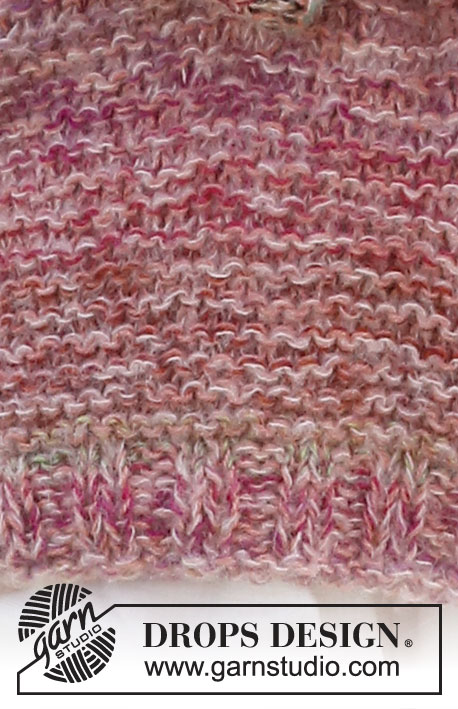 Painted Rose / DROPS 223-14 - Strikket genser i DROPS Alpaca, DROPS Delight og DROPS Brushed Alpaca Silk.  Arbeidet strikkes med riller og striper. Størrelse S - XXXL.