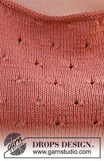 Canyon Spice Top / DROPS 223-29 - Top tricotado em DROPS Safran, com ponto rendado. Do S ao XXXL.
