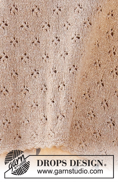 Country Roads / DROPS 223-6 - Sweter na drutach ze ściegiem ażurowym i krótkim rękawem, z włóczki DROPS Flora. Od XS do XXL.