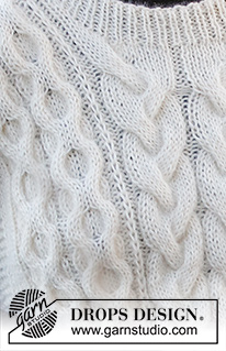 Frozen in Time Slipover / DROPS 226-15 - Colete tricotado com torcidos e fendas nos lados, em DROPS Sky e DROPS Kid-Silk. Do S ao XXXL