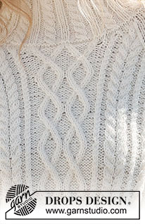 Snowy Trails / DROPS 226-16 - Pull tricoté en DROPS Karisma ou DROPS Daisy. Se tricote avec emmanchures raglan, torsades et en point de riz. Du S au XXXL