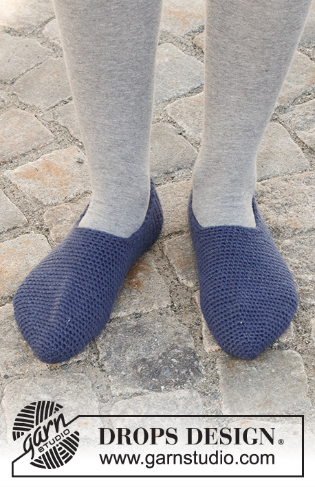 Blue Suede Shoes / DROPS 227-56 - Horgolt lábbeli rövidpálcákkal DROPS Lima fonalból. 35 - 43-as méretben