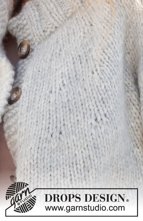 Silver Skyline / DROPS 228-34 - Rozpinany sweter na drutach przerabiany od góry do dołu, z zaokrąglonym karczkiem i podwójnym wykończeniem dekoltu, z włóczki DROPS Wish lub DROPS Andes. Od S do XXXL.