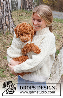 Snowy Trails / DROPS 228-52 - Knitted jumper for dogs with cables in DROPS Karisma. Sizes XS - M.