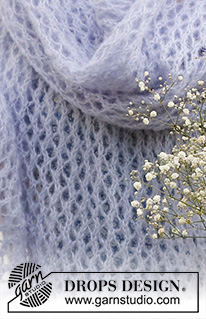 Spring Catch / DROPS 229-12 - Gebreide stola/sjaal met kantpatroon in DROPS Brushed Alpaca Silk.