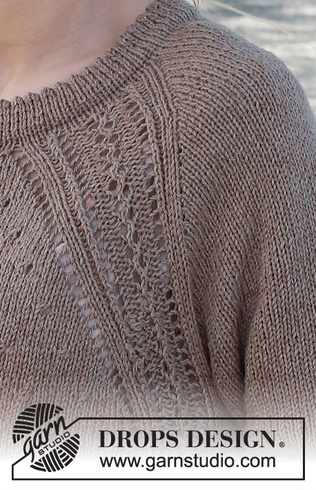 New Land Cardigan / DROPS 232-10 - Rozpinany sweter na drutach, przerabiany od góry do dołu, z reglanowymi rękawami, ściegiem ażurowym, podwójnymi obszyciami i krótkim rękawem, z włóczki DROPS Belle. Od S do XXXL