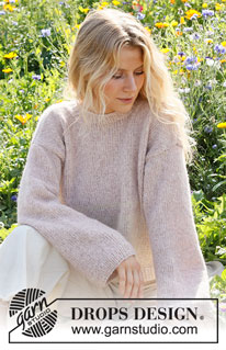 Dusky Rose / DROPS 232-34 - Knitted jumper in DROPS Air. The piece is worked bottom up with stripes. Sizes S - XXXL.