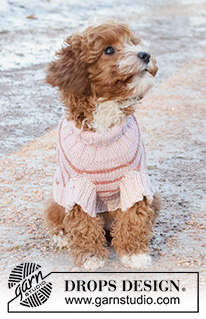 Pink Stripes / DROPS 233-19 - Jersey de punto para perro en DROPS Merino Extra Fine. La pieza está tejida de arriba hacia abajo con rayas. Tallas XS – M.
