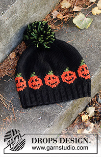 Pumpkin Bits Hat / DROPS 234-72 - Kötött sapka tökmintával, DROPS Nepal fonalból. S -XL méretekben Téma: Halloween