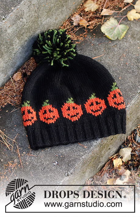 Pumpkin Bits Hat / DROPS 234-72 - Kötött sapka tökmintával, DROPS Nepal fonalból. S -XL méretekben Téma: Halloween